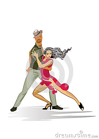 Beautiful romantic couple in passionate Latin American dances. Salsa festival. Vector Illustration